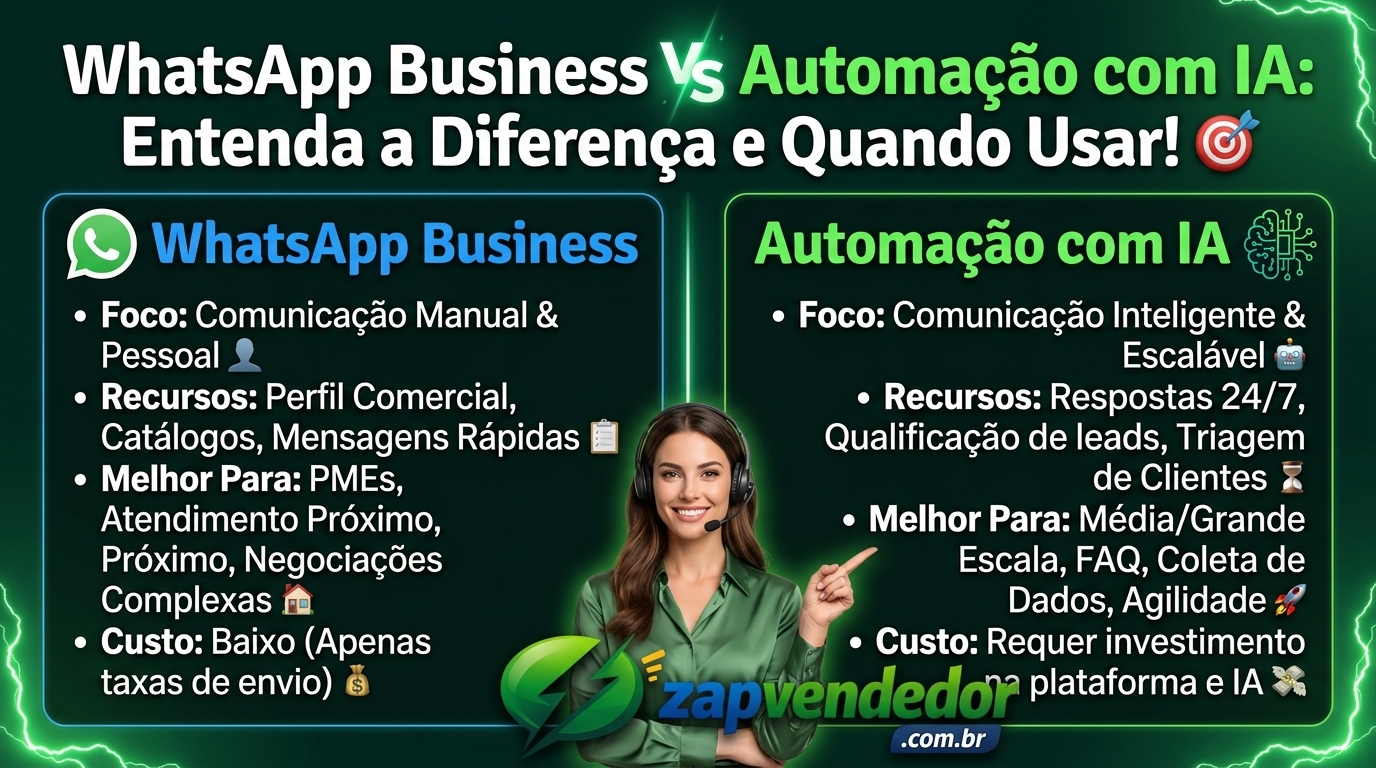 WhatsApp Manual vs Automação com IA: qual a diferença e quando usar cada um