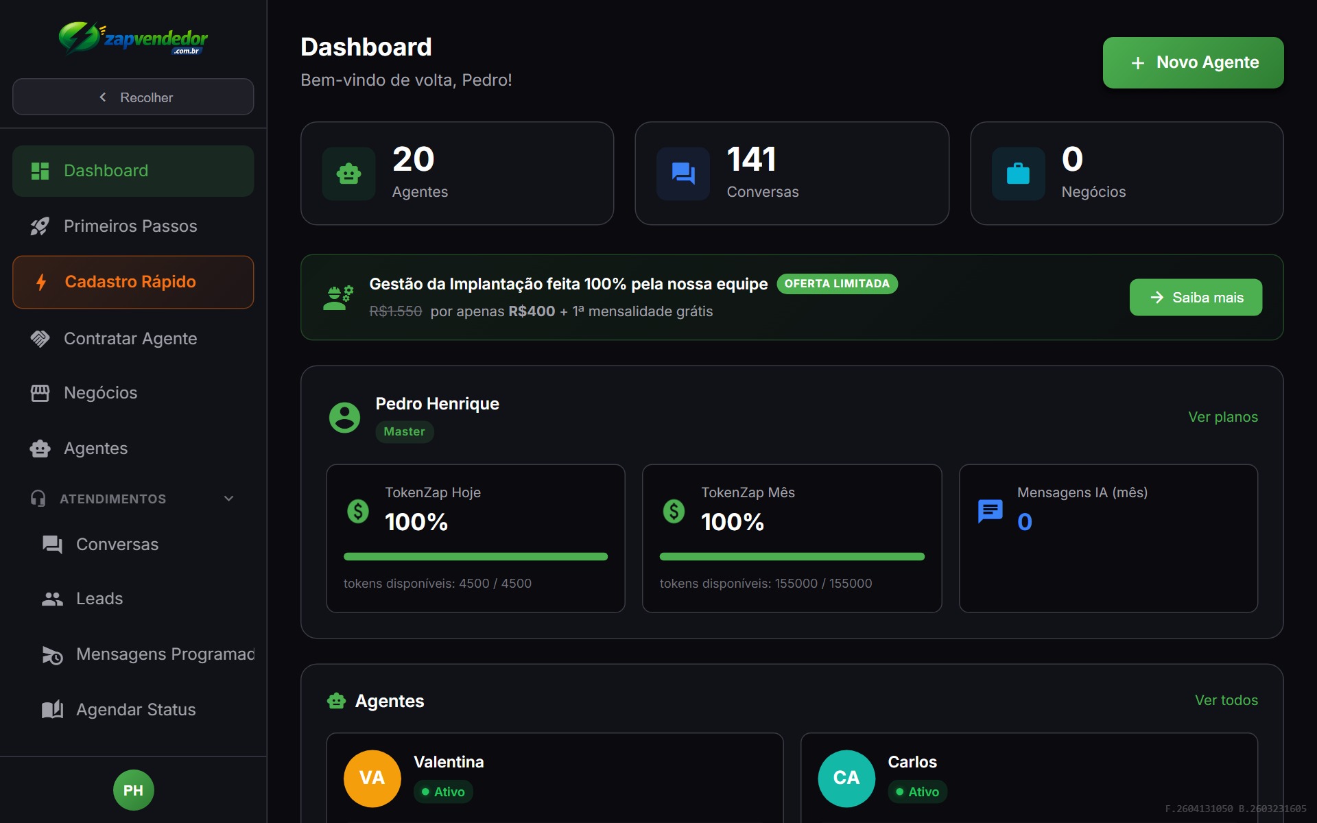Dashboard com métricas de vendas em tempo real