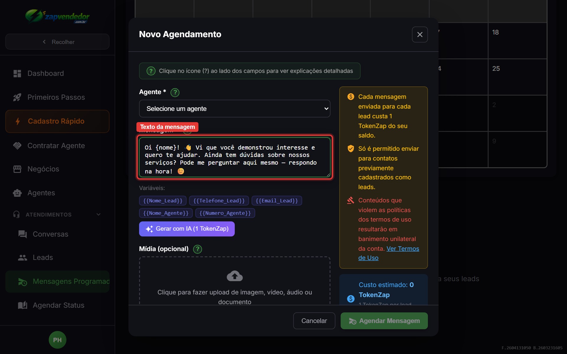Mensagem de follow-up para leads parados no funil