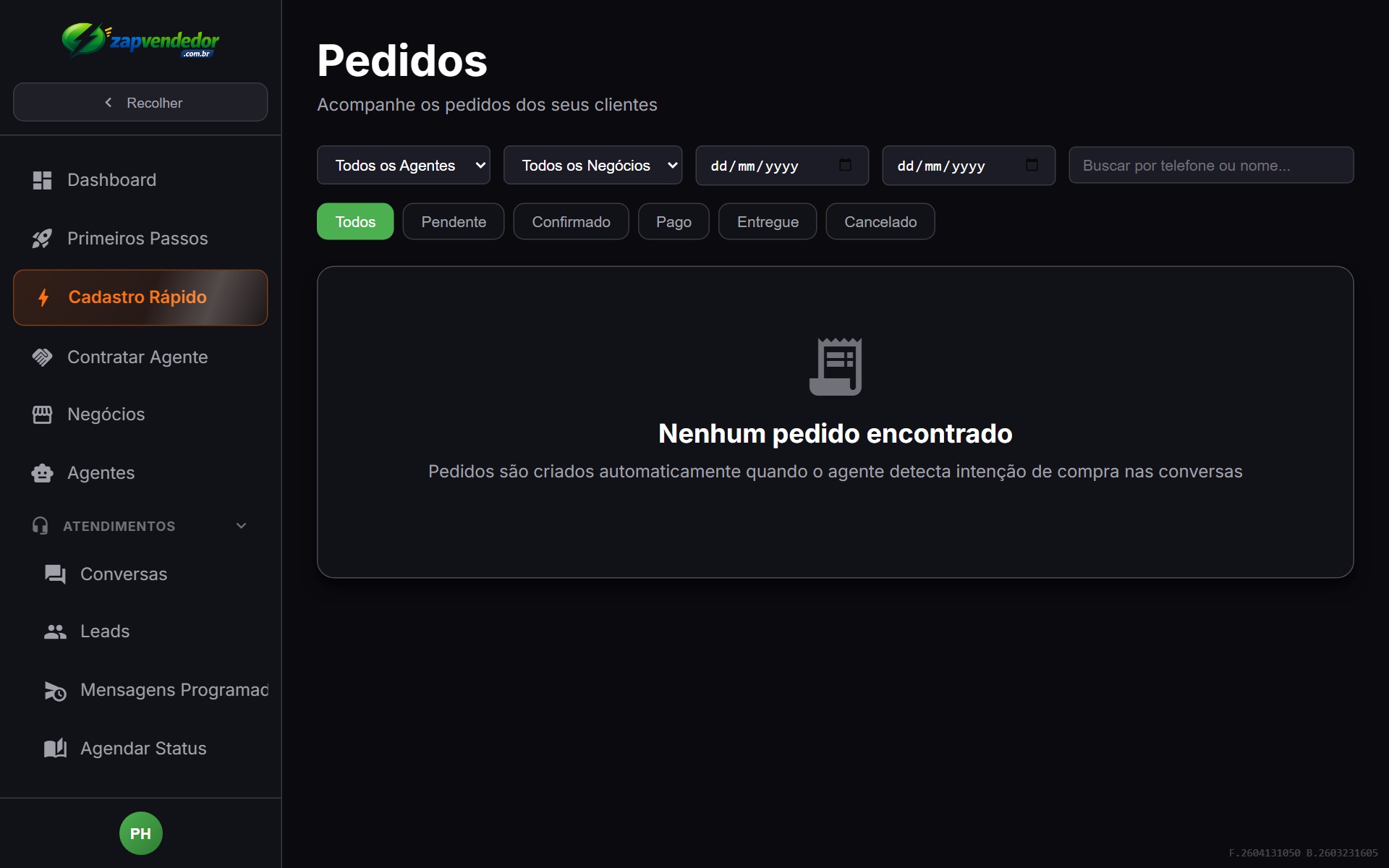 Painel de pedidos — acompanhamento em tempo real